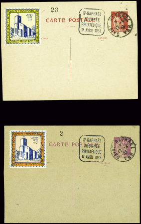 2CP 40c et 90c Paix avec repiquage bleu et brun jo