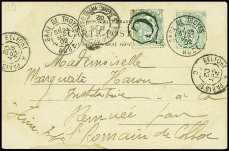 N°111 obl CAD "Gare de Troyes Aube" (1902) + n°111