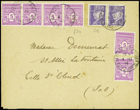 N°620 5c Arc de Triomphe, 6 pièces + n°509, 60c Pé