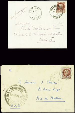 2 lettres : n°517 obl Pamiers Ariège" (11.4.44) su
