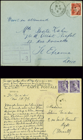 2 lettres et 1 CP d'internés israélites allemands 