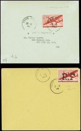 4 lettres AFF USA PA n°26, 6 cents rouge avec surc