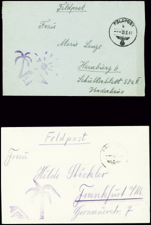 2 lettres en franchise avec CAD "Feldpost" (1941 e