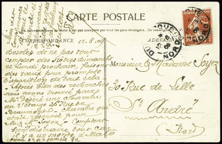 N°138 obl Dunkerque (12.8.1909) sur CP du concours