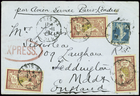 N°121, 3 pièces + n°140 obl Paris 96 (12.11.19) su