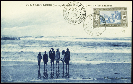 Sénégal n°78 obl St Louis (20 oct 26) sur CP avec 