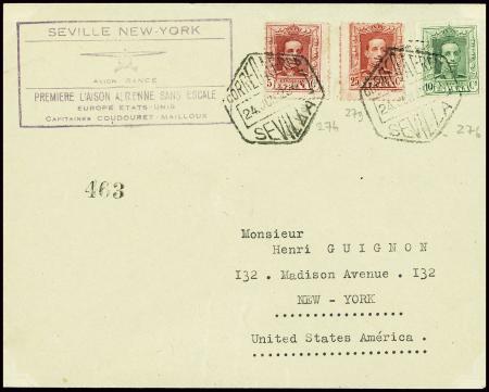 Espagne n°274 + 276 + 279 obl CAD "Correo aereo Se