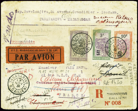 13/25.12.31 Tananarive  - France par Moensch et Bu