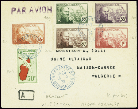 17/21.3.1939 Madagascar n°199 + 200 + 202 + 203 + 