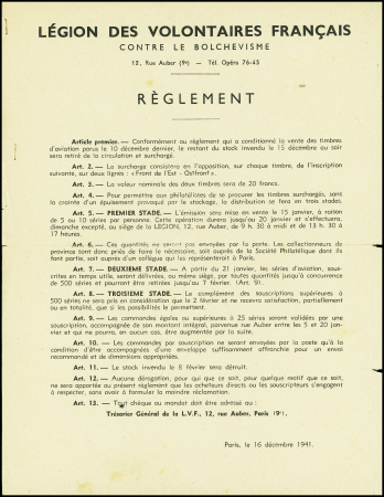Rare document A4 de la LVF en 13 articles concerna
