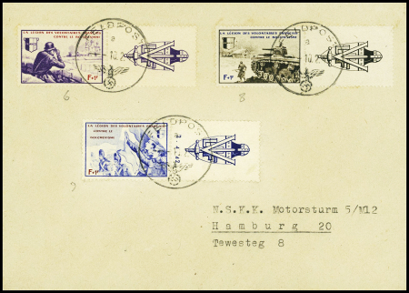 LVF n°6 + 8 + 9 avec BDF obl "Feldpost" (10.2.45 -