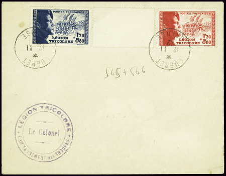 N°565 + 566 obl Gueret Creuse (12.11.42) sur lettr
