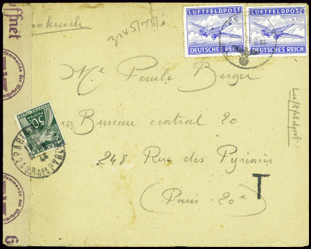 2 timbres bleus Luftfeldpost obl CAD "Feldpost" (1