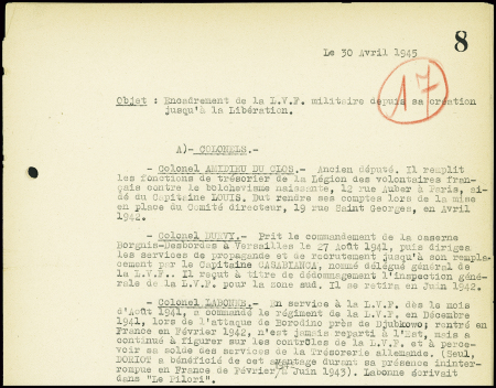 Texte dactylographié de 5 pages établi le 30 avril