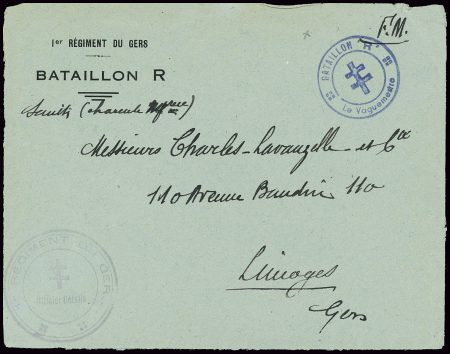 Lettre en franchise de Saintes à en-tête "1er régi