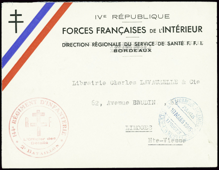 Lettre en franchise  avec bandeau tricolore + en-t