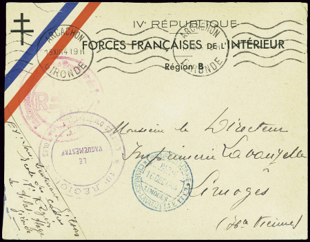 Lettre en franchise avec bandeau tricolore + en-tê