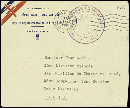 Lettre en franchise avec bandeau tricolore et en-t