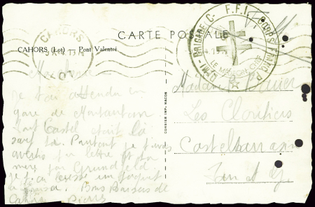 Lot : CP en franchise avec obl mec "Cahors Lot (9.