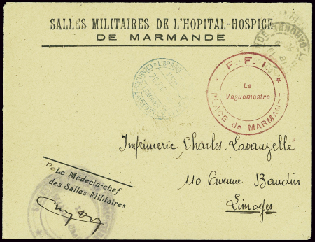 Lettre en franchise à en-tête "Salles militaires d