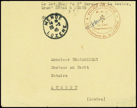 Lozère : Lettre en franchise avec CAD de Mende (23