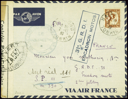 Indochine n°166 obl Hanoï (2.11.39) sur lettre par