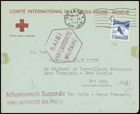 Suisse n°295 obl Genève (15.2.40) sur env de la Cr