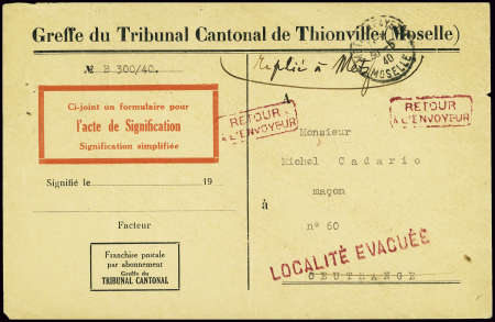 Lettre (acte de signification) à en-tête "Greffe d