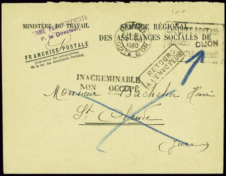 Lettre en franchise avec obl mec de Dijon (8.8.40)