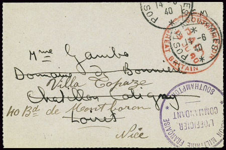 Carte lettre en franchise d'un soldat français éva