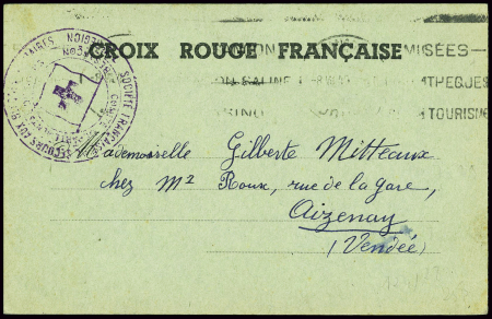 Carte avis de capture sur carton vert à en-tête "C