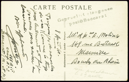 CP illustrée d'un PG français avec griffe noire "G