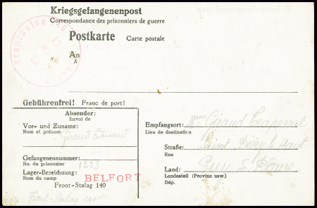 Postkarte avec mention imprimée "Front-Stalag 140"