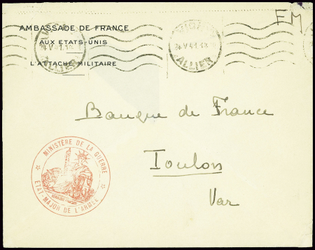 Lettre en franchise à en-tête "Ambassade de France