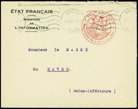 Lettre en franchise avec obl mec "Vichy Allier" (1