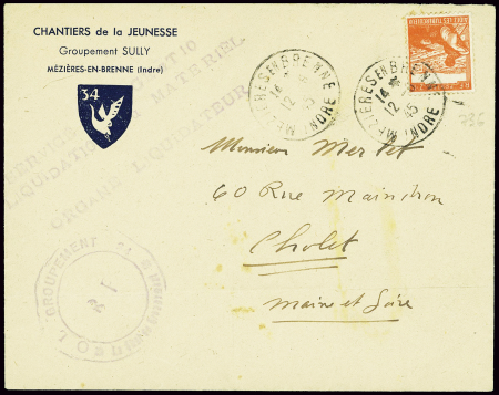N°736 obl "Mézières en Brenne Indre" (1945) sur le
