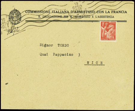 N°433 obl mec de Nice RP (1941) sur lettre à en-tê