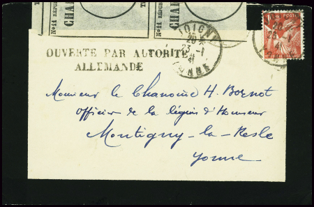 N°433 obl Joigny Yonne (23.1.41) sur env de deuil 