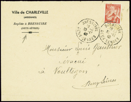 N°433 obl Bressuire Deux Sèvres (30.11.40) sur let