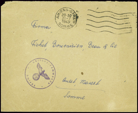 Lettre en franchise avec obl mec "Amiens-gare Somm