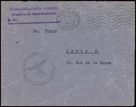 Lettre en franchise avec obl mec "Paris RP départ"