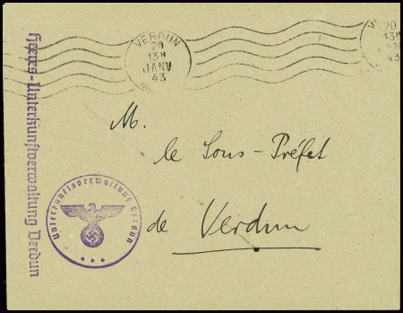 Lettre AFF avec obl mec de Verdun (1943) + griffe 