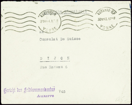 Lettre en franchise avec obl mec "Auxerre RP Yonne