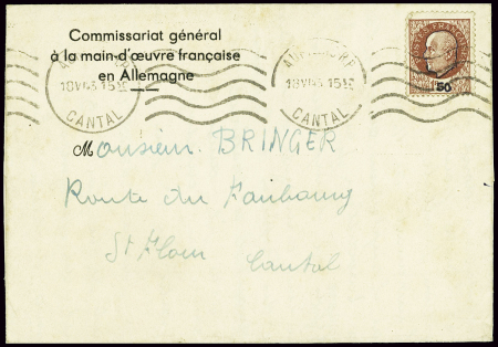 N°517 obl mec "Aurillac RP Cantal" (18.6.43) sur l