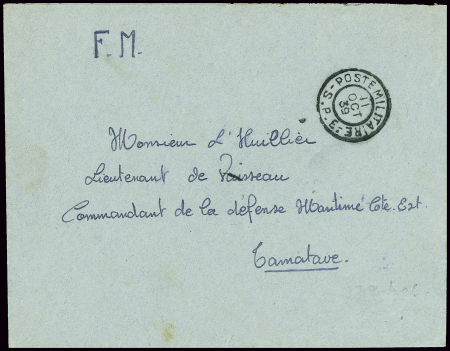 Lettre en franchise avec CAD 2 cercles "Poste mili