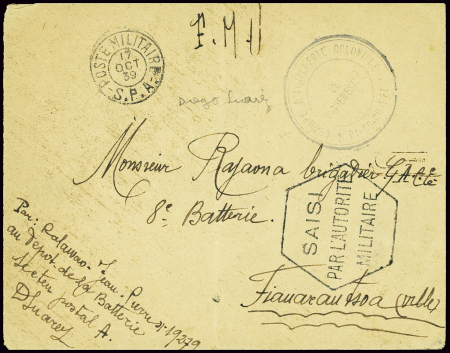 Lettre en franchise avec CAD 2 cercles "Poste mili