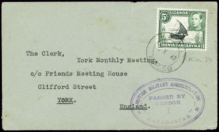 Kenya - Ouganda n°34 obl CAD 2 cercles "EA APO 59"