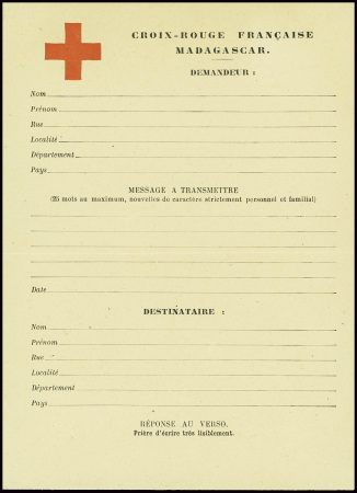 Message croix-rouge neuf de Madagascar à en-tête "