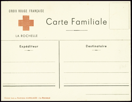 Carte familiale neuve à en-tête "Croix rouge franç