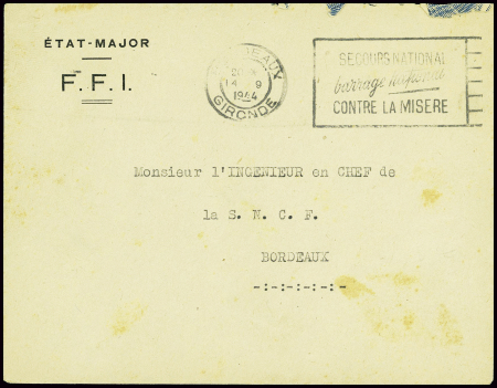 Lettre en franchise avec en-tête imprimé "Etat majo